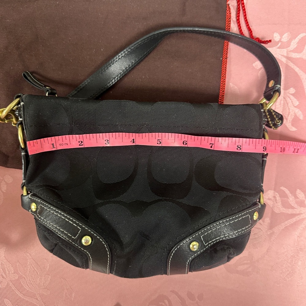 Vintage Coach Carly Signature C Black Jacquard Small Hobo Shoulder Bag - Picture 15 of 16